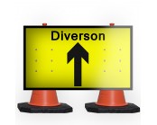 Diversion Ahead Cone Sign